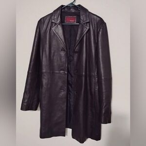 Merona Genuine Leather Long Coat Black Women’s Medium Minimalist Classic Jacket